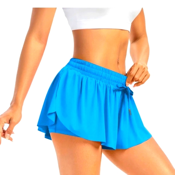 Light Blue Athletic Flowy Running shorts - Picture 1 of 4